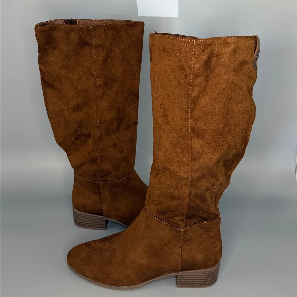 Universal Thread Brielle Faux Suede Riding‎ Boots - Cognac Brown (Size 8.5)